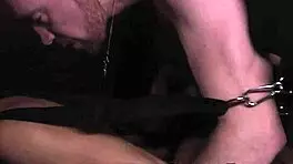 Ebony teen gets banged rough in group scene