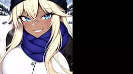 skiing girls in mountain ai art compilation