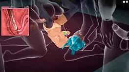 Teen girl with blue hair and big boobs got intensely gangbanged