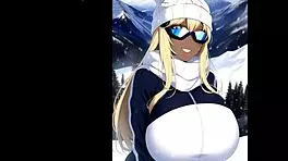 skiing girls in mountain ai art compilation