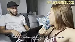 While my friend's slut sucks my cock, mabella craves it too, giving incredible blowjob with riding and squirting