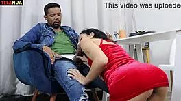 Bold secretary Safira Mel sucking shaved teen 18+ with tattoos