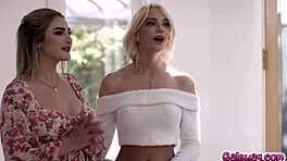 原始女同性恋4人组与惊艳模特肯娜·詹姆斯、艾玛·希克斯、艾普丽尔·奥尔森和肯齐·安妮