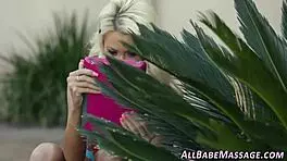 Lesbian watches as masseuse pleasures her client