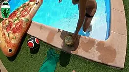 Bold soccer girl jerks off with trophy in pov oral and cum action