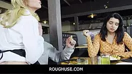 big tits milf waitress gets fucked by customer in front of his wife