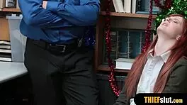 a cute redhead teen shoplifter caught in reality.