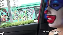 Clown Teen 18+ Sucks Big Cock Outdoor POV 😈