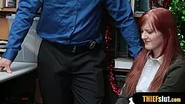 a cute redhead teen shoplifter caught in reality.