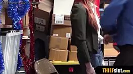a cute redhead teen shoplifter caught in reality.