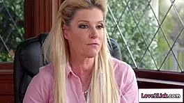 Hot 25yo Blonde Licks Lesbian Principal's Hairy Pussy