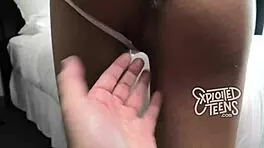 leggy teen 18+ amateur strips and sucks cock