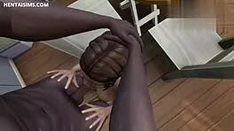 gorgeous teen catches her bbc roommate naked smoking, gets horny and fucks him in the kitchen 😏 more at hentaisims.com