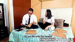 Latina teen Lia Ponce fucks nerd for homework