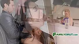 jade amber's biker boyfriend deepthroats with her fam