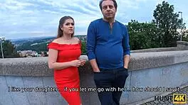 Hunt4k prague girl in beautiful red dress takes it off for cash with step dads permission