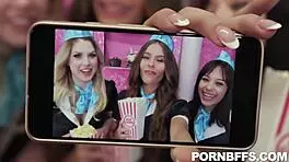 Aria Valencia and Riley Reign ride Jason Pierce in hardcore POV scene.