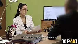 VIP4K Elis with Glasses Offers Her Body for Loan Agent Drilling