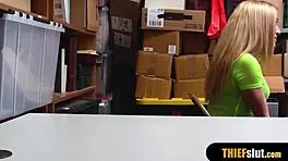 Blonde thief teen gets caught in a rough reality scene