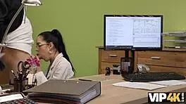 VIP4K Elis with Glasses Offers Her Body for Loan Agent Drilling