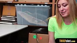 Blonde thief teen gets caught in a rough reality scene