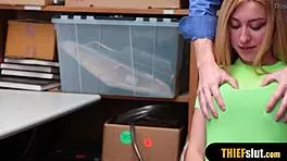 Blonde thief teen gets caught in a rough reality scene