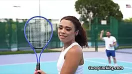 i gets on that big cock after tennis with curly ebony spinner