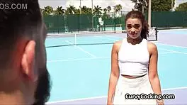 i gets on that big cock after tennis with curly ebony spinner
