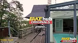 skinny redhead teen sneaks into neighbors house for pool fuck