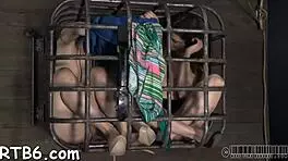 Petite Girl Strips Clothes In Iron Cage