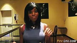 teen ebony babe gets huge facial from monster cock
