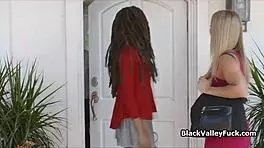 Double date winner rides big tit ebony on hard cock