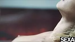 Sexy lesbian blonde squirts hard during oiled orgasm!