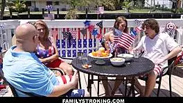 stepbrother banging stepsister hard at wild 4th of july party