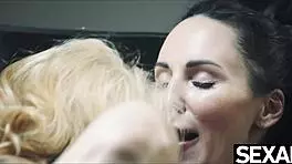 Sexy lesbian blonde squirts hard during oiled orgasm!