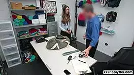 angelica kneels and sucks lp guys bigcock at work