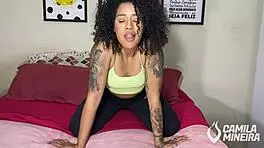 Beautiful girl says, 'Sit and jerk off to my wet pussy until you cum.'