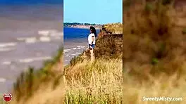 sexy brunette babe sucks big dick in car by sea, cum in mouth