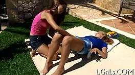 young lesbian babes having fun with legal age teen 18+ girls in erotic scene 😍