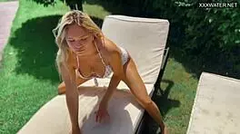 Sexy Russian Chick Outdoors In Pool.
