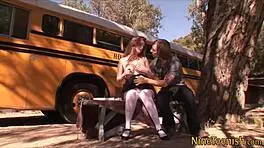 teenage slut receives facial outdoors in high definition.