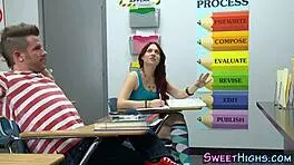 redhead teen 18+ gets facial in uniform