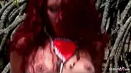 Redhead Curly Hair Latina Teen Marcia Rough Outdoor Sex At The Beach