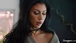 deeper submissive queenie wears chastity belt for her dom, getting licked and fucked in cowgirl spooning doggystyle