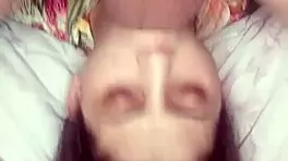 Young girl has sex with a man and while climaxing she chokes and get a facefull of cum