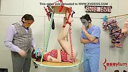 bound bdsm teen punished with blowjob and deepthroat in the garage