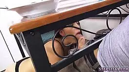 Yo, watch this petite blonde teen strip and suck her stepbro's banana hard!