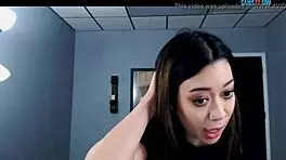 Brunette teen teasing friends on webcam chat 😘