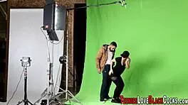 Blonde hottie tugs and rides that massive black cock