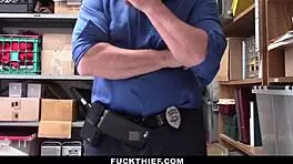 Shoplifter Teen Feels Intense Punishment From Officer In Garage